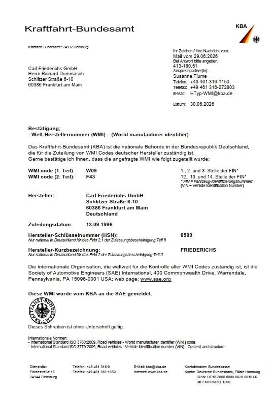 Confirmation WMI Deutsch